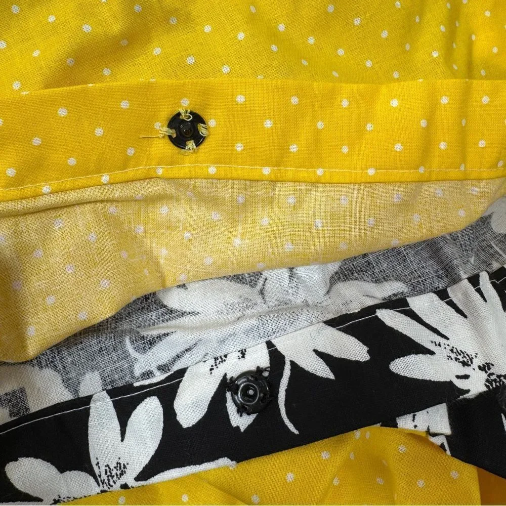 Daisies Polka Dot Duvet Bedding Set‎ Black White Yellow Twin